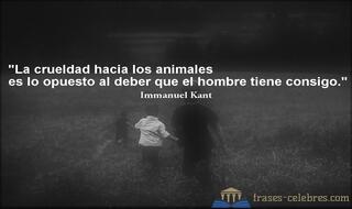 La crueldad hacia los animales es lo opuesto al deber que el hombre tiene consigo. Immanuel Kant