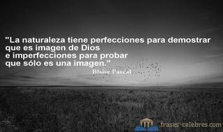 La naturaleza tiene perfecciones para demostrar que es imagen de Dios e imperfecciones para probar que sólo es una imagen. Blaise Pascal