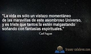 La vida es sólo un vistazo momentáneo de las maravillas de este asombroso Universo, y es triste que tantos la estén malgastando soñando con fantasías espirituales. Carl Sagan