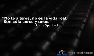 No te alteres, no es la vida real. Son sólo ceros y unos. Gene Spafford